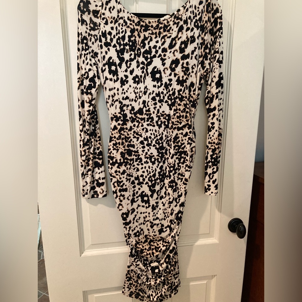 Tart Animal Print Long Sleeve Dress with Ruching